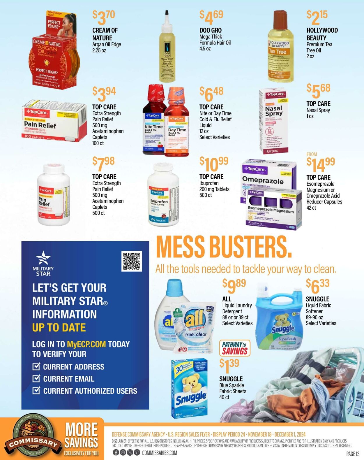 Weekly ad Commissary 11/18/2024 - 12/01/2024