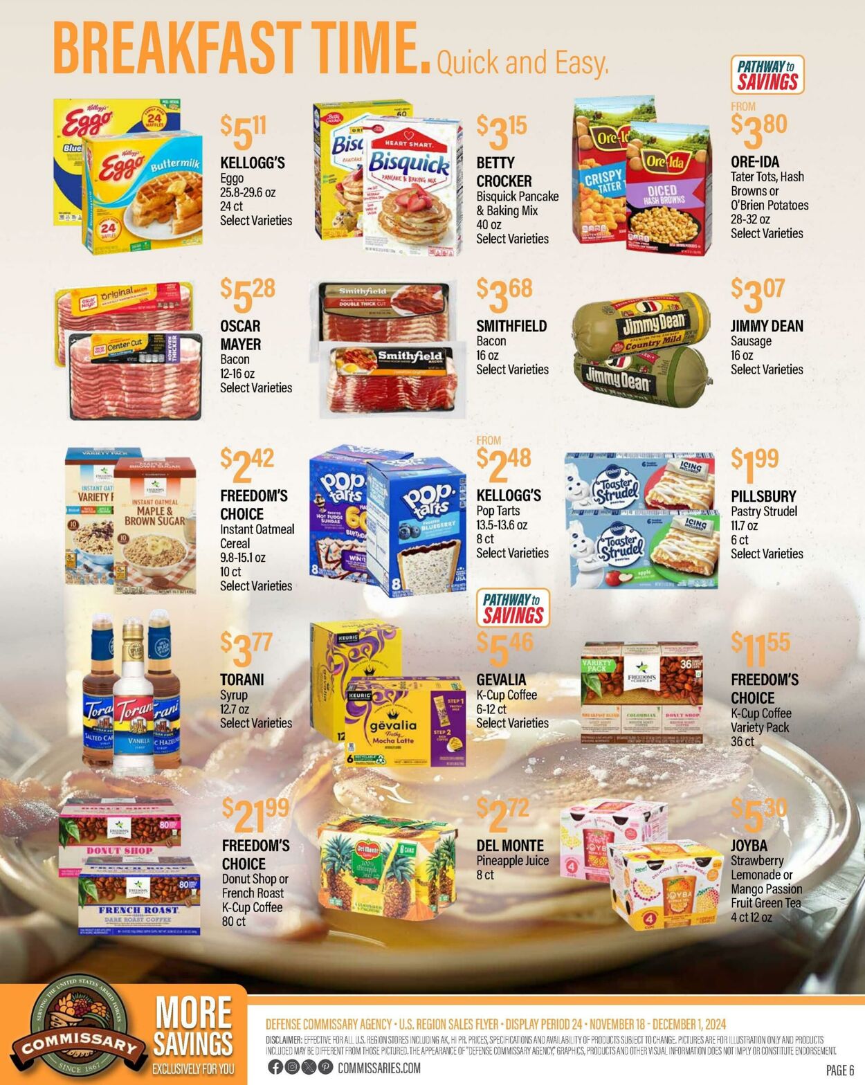 Weekly ad Commissary 11/18/2024 - 12/01/2024