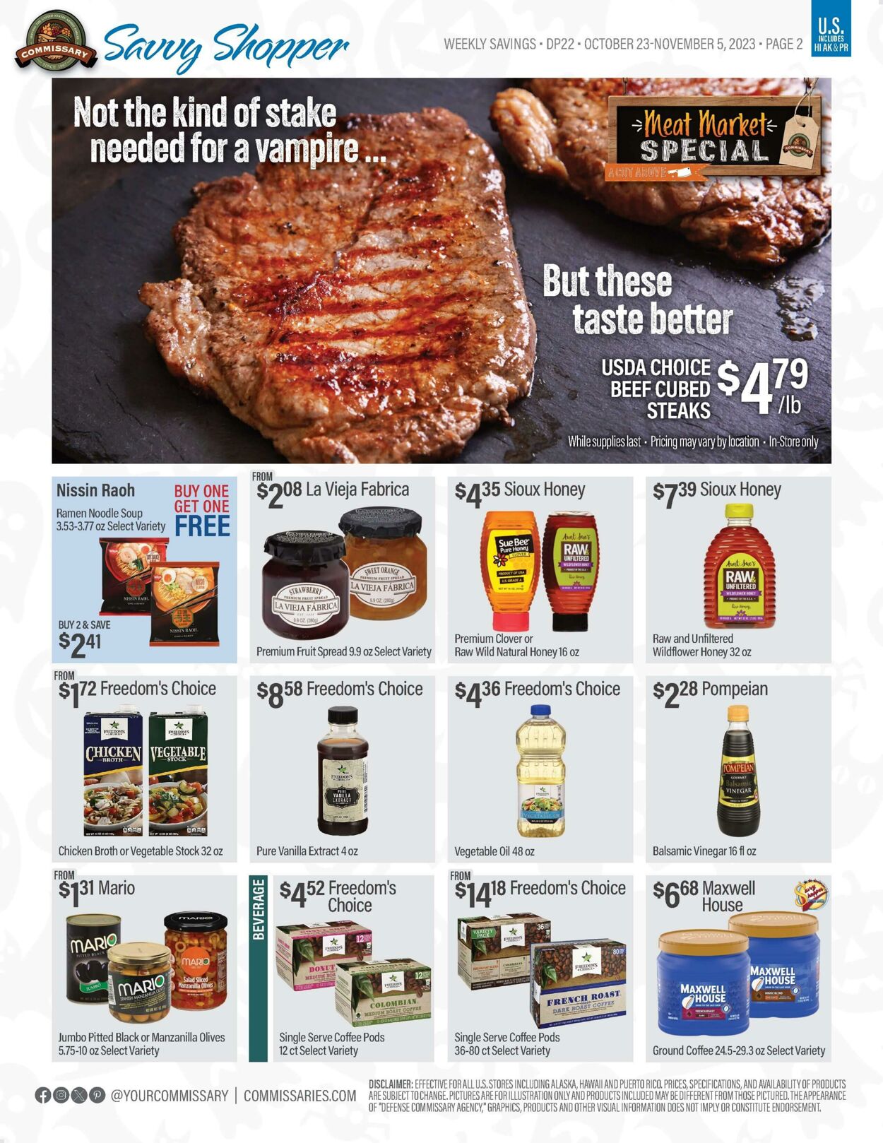 Weekly ad Commissary 10/23/2023 - 11/05/2023