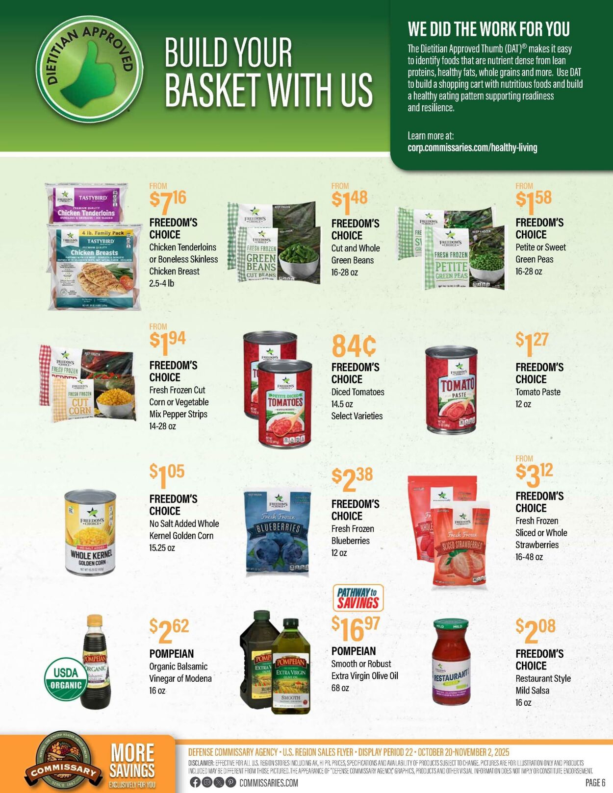 Weekly ad Commissary 10/20/2025 - 11/02/2025