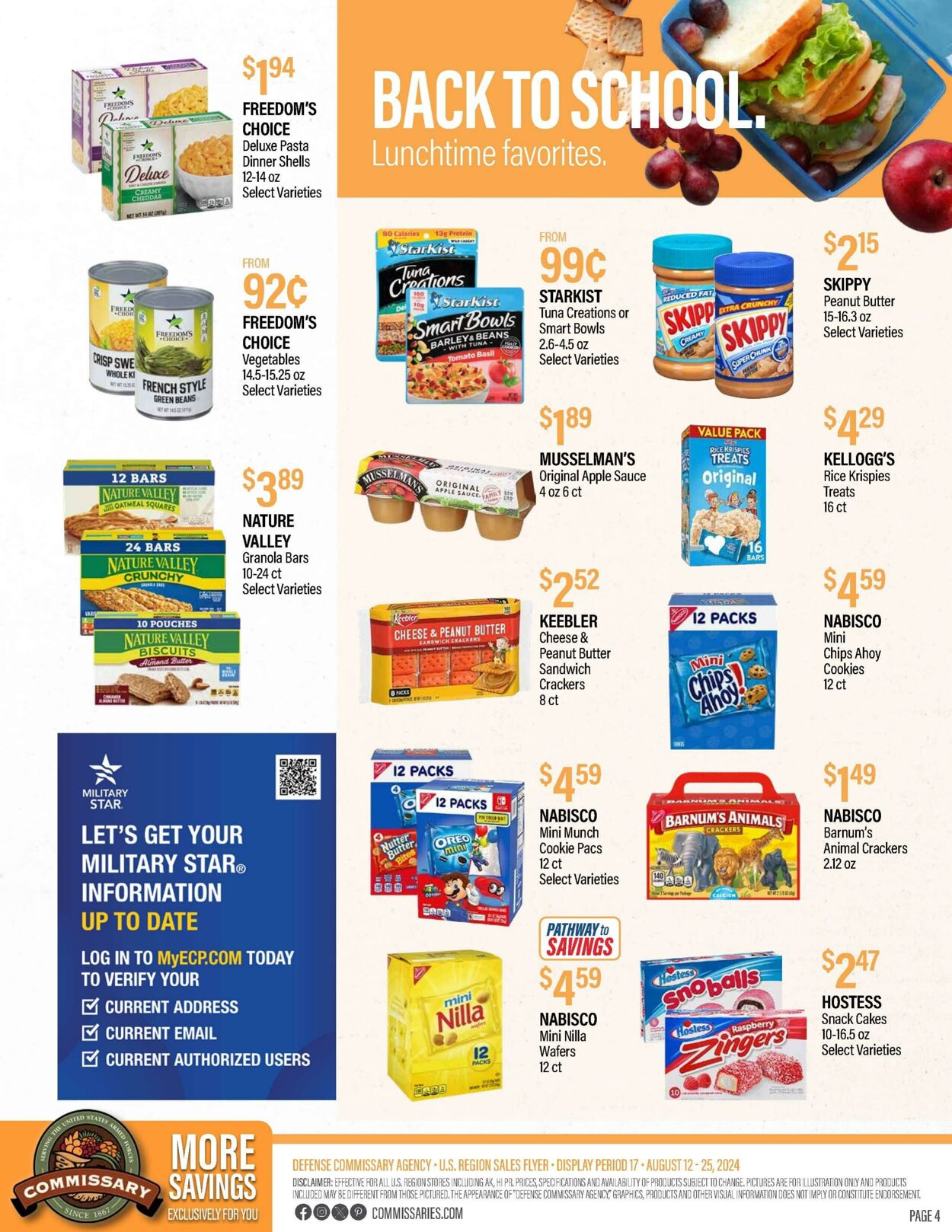 Weekly ad Commissary 08/12/2024 - 08/25/2024