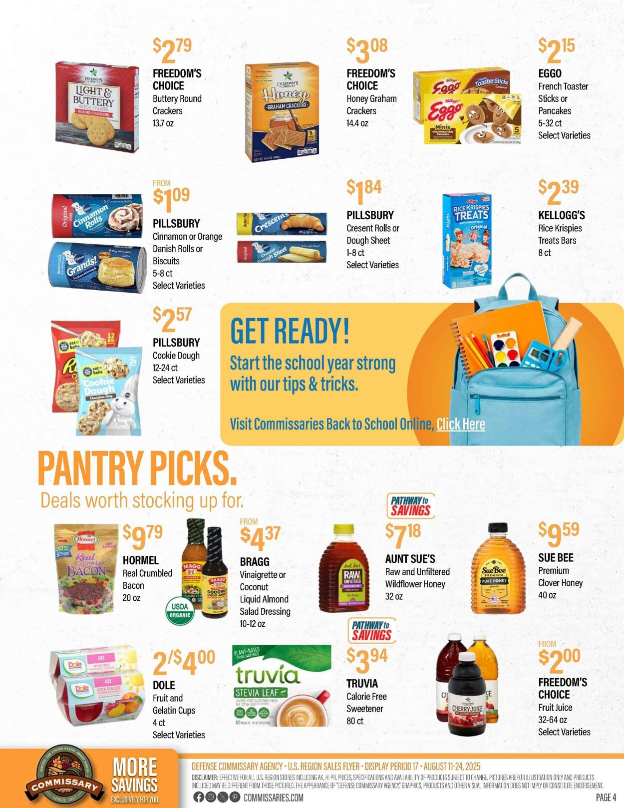 Weekly ad Commissary 08/11/2025 - 08/24/2025