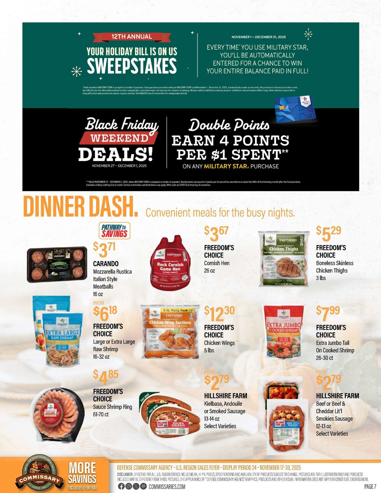 Weekly ad Commissary 11/24/2025 - 12/07/2025