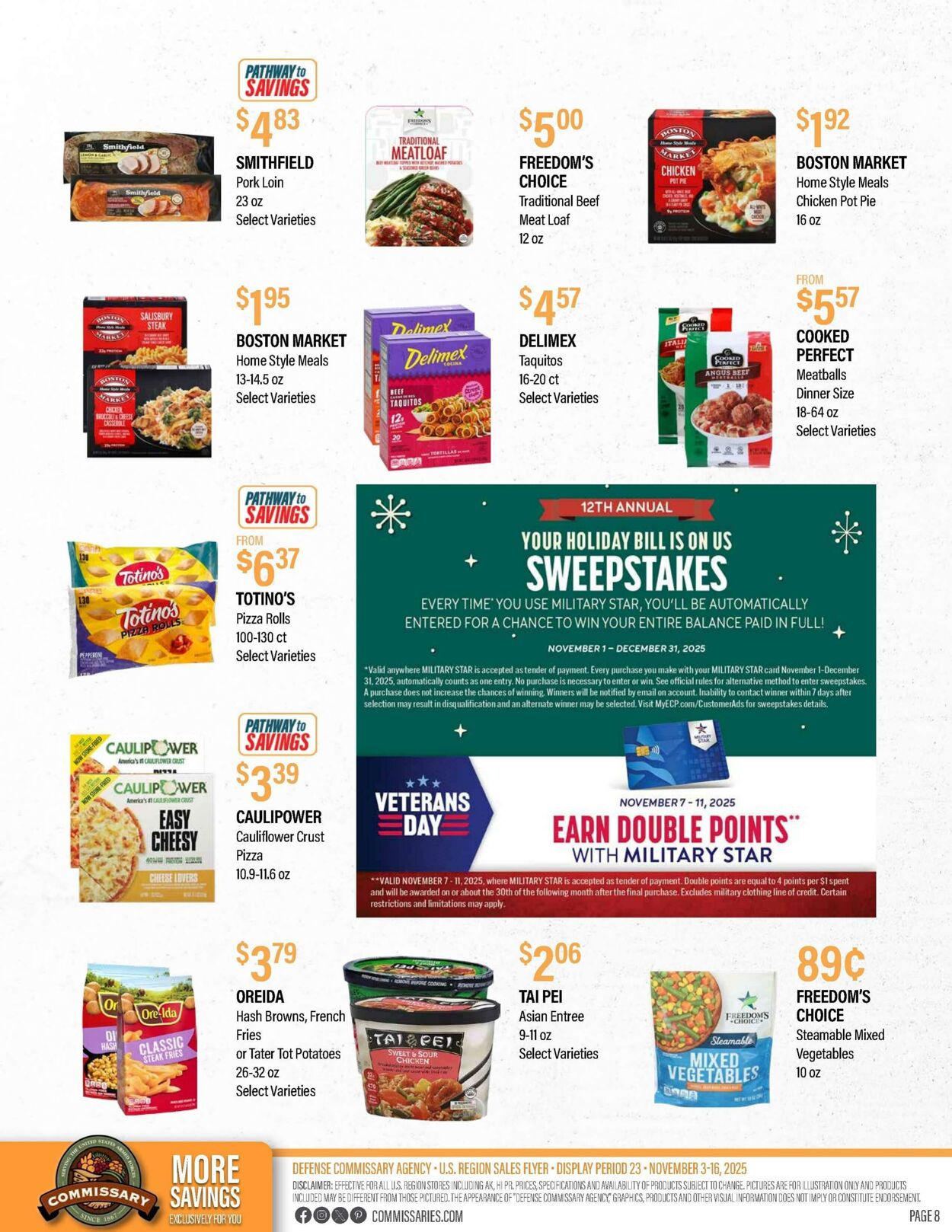 Weekly ad Commissary 11/10/2025 - 11/23/2025