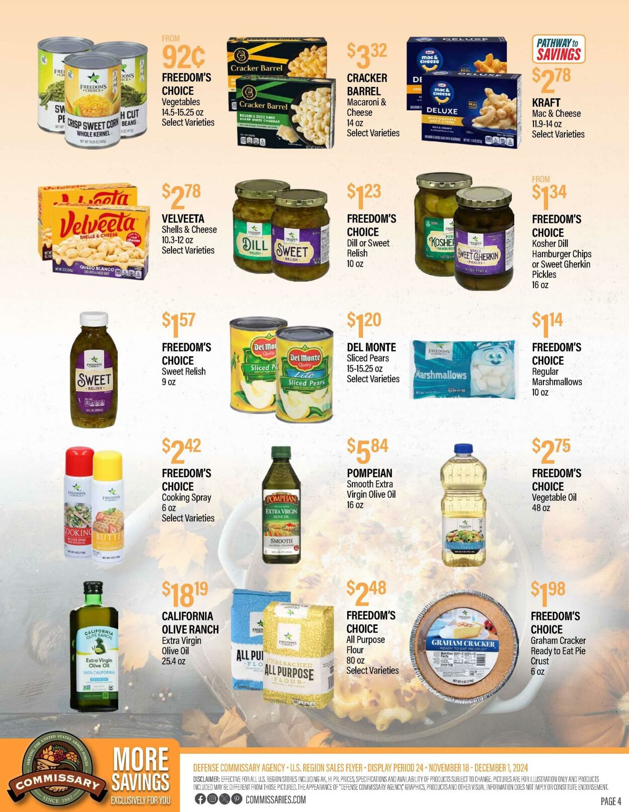 Weekly ad Commissary 11/25/2024 - 12/08/2024