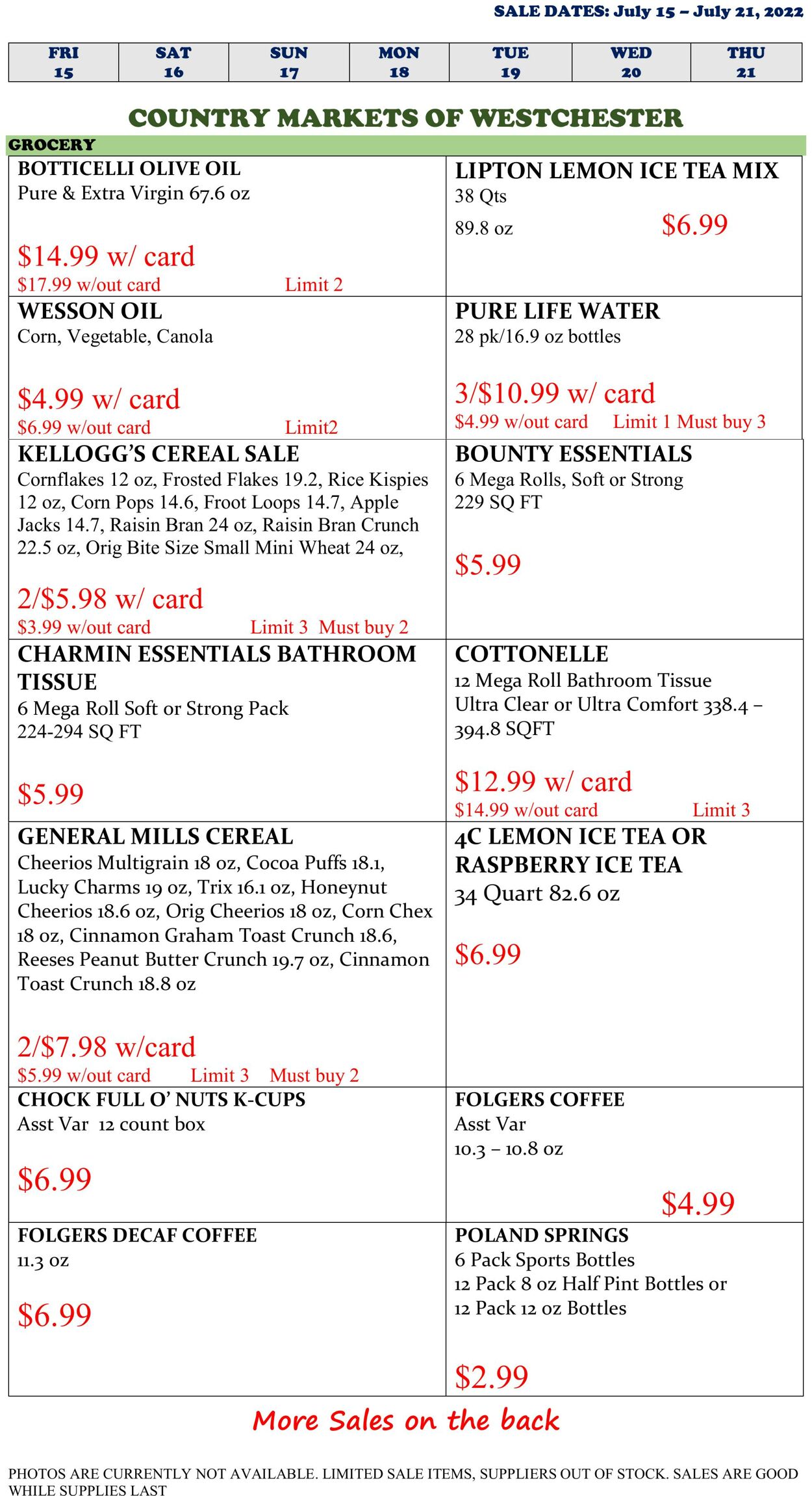 Weekly ad Country Markets of Westchester 07/15/2022 - 07/21/2022