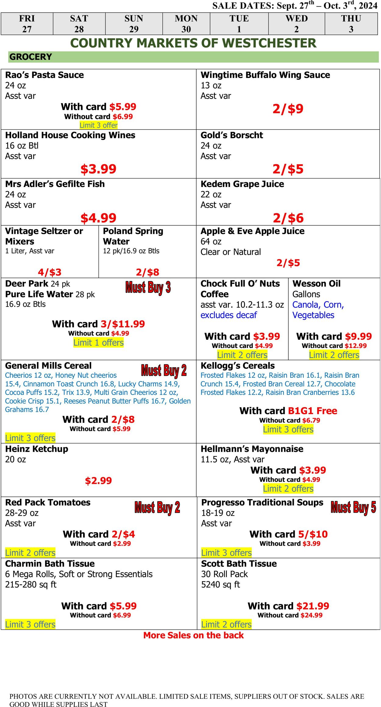 Weekly ad Country Markets of Westchester 09/27/2024 - 10/03/2024