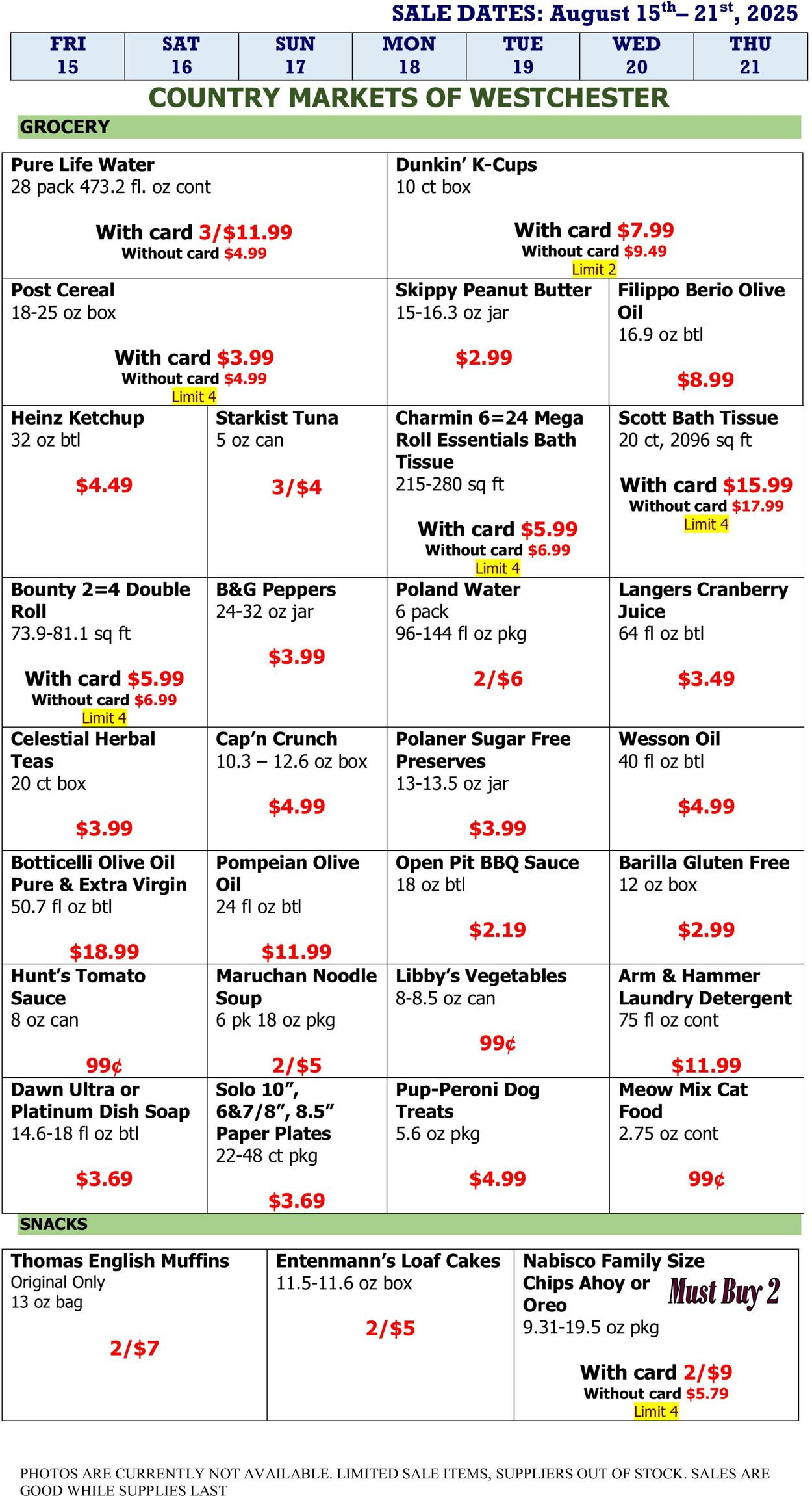 Weekly ad Country Markets of Westchester 08/15/2025 - 08/21/2025