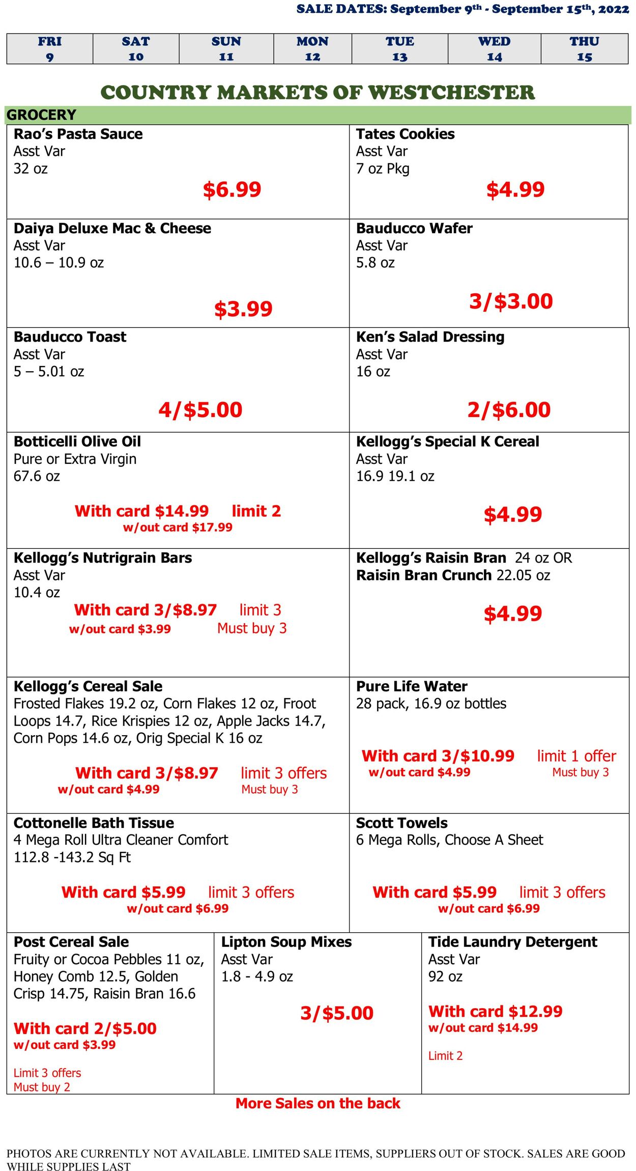 Weekly ad Country Markets of Westchester 09/09/2022 - 09/15/2022