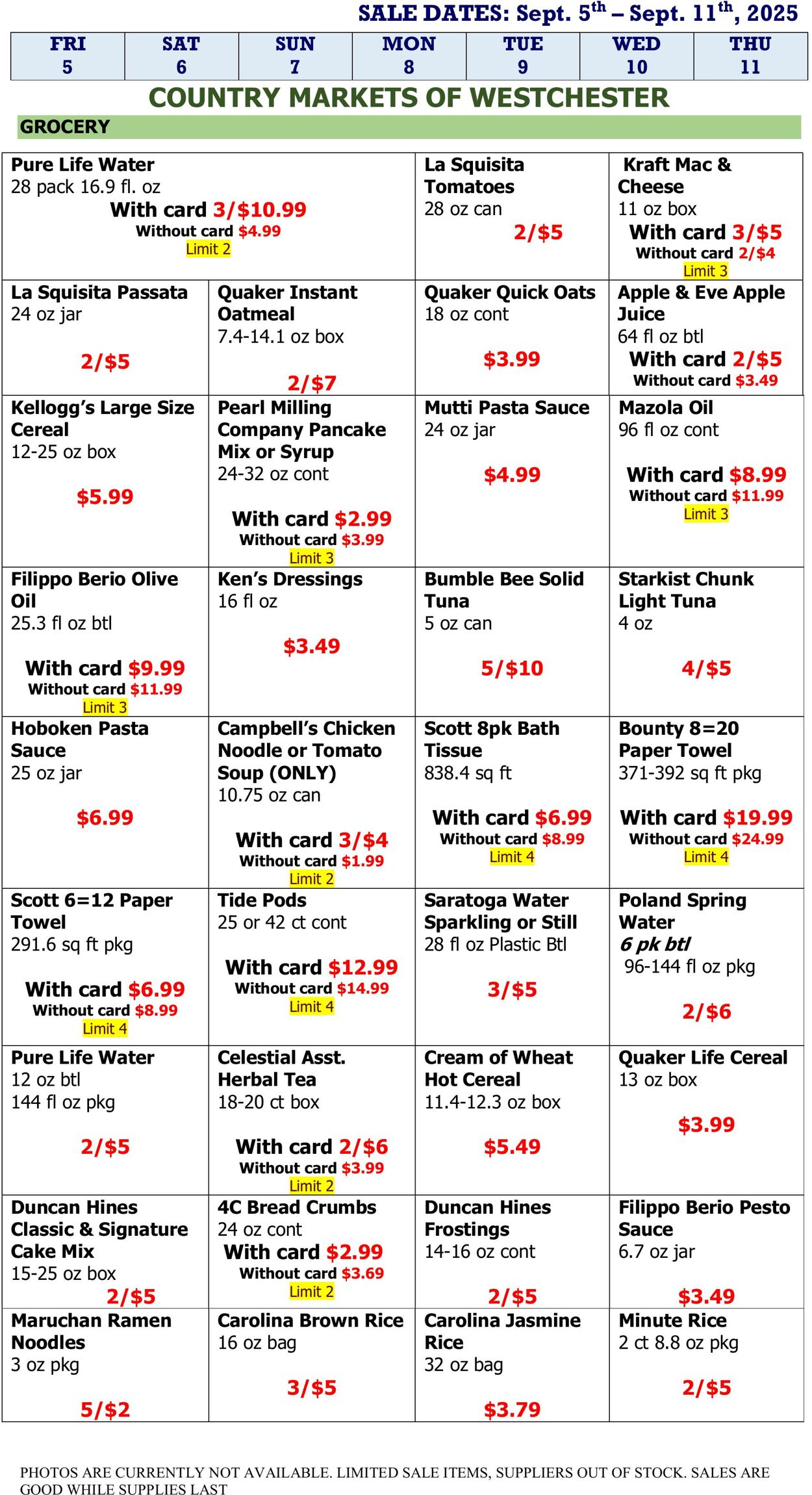 Weekly ad Country Markets of Westchester 09/05/2025 - 09/11/2025