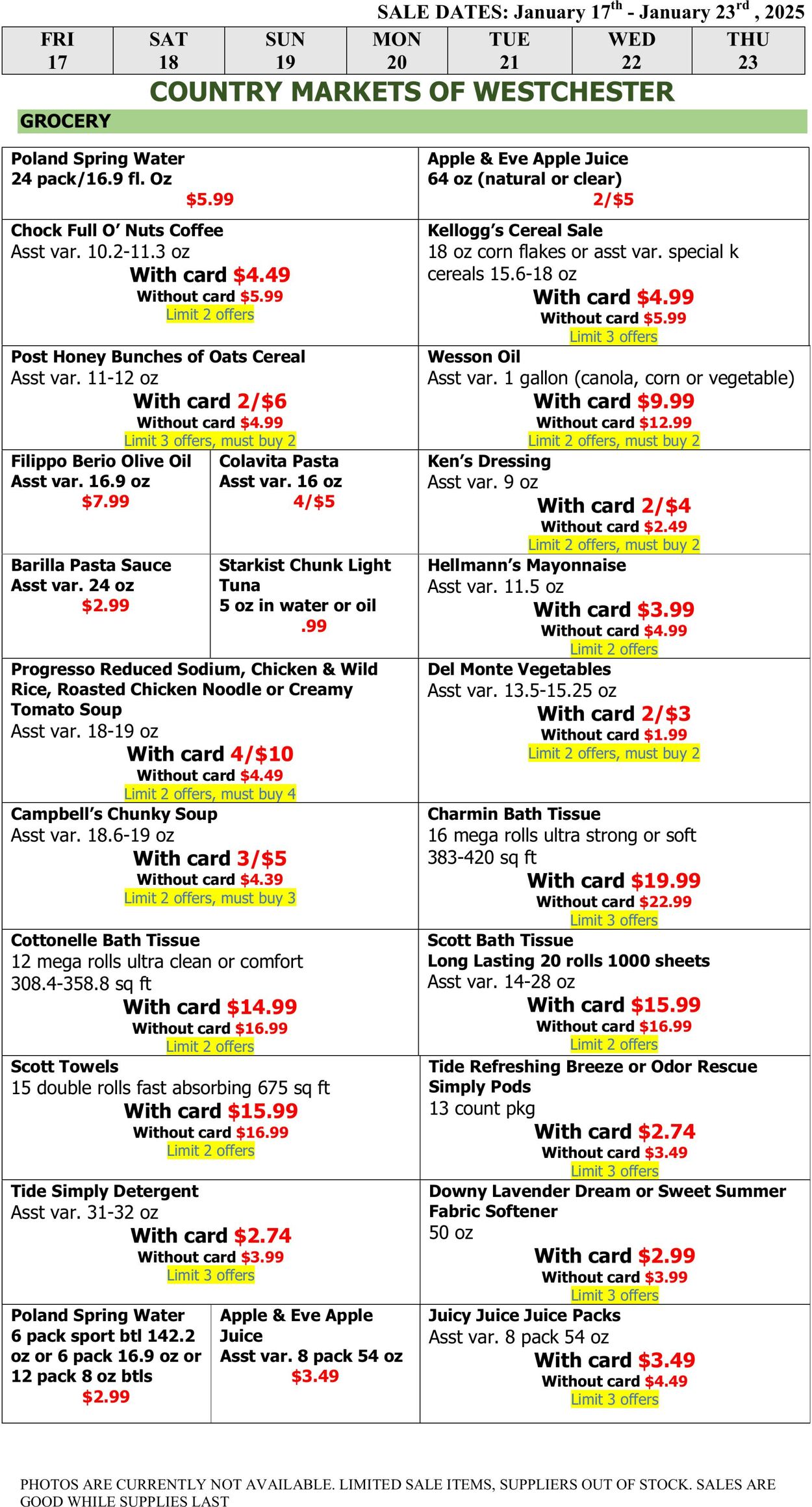 Weekly ad Country Markets of Westchester 01/17/2025 - 01/23/2025