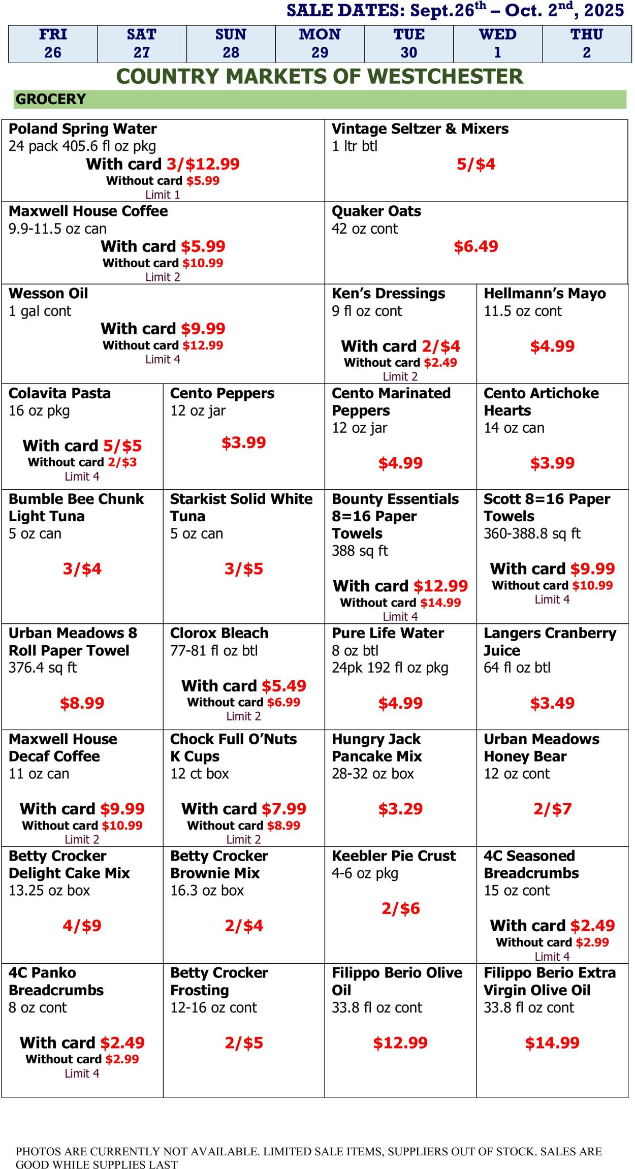 Weekly ad Country Markets of Westchester 09/26/2025 - 10/02/2025