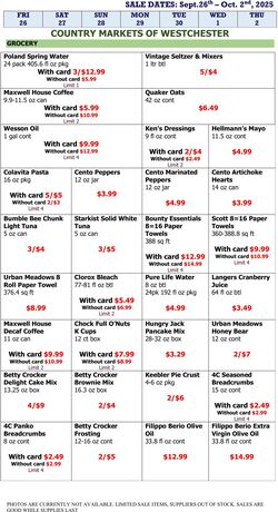 Weekly ad Country Markets of Westchester 09/26/2025 - 10/02/2025