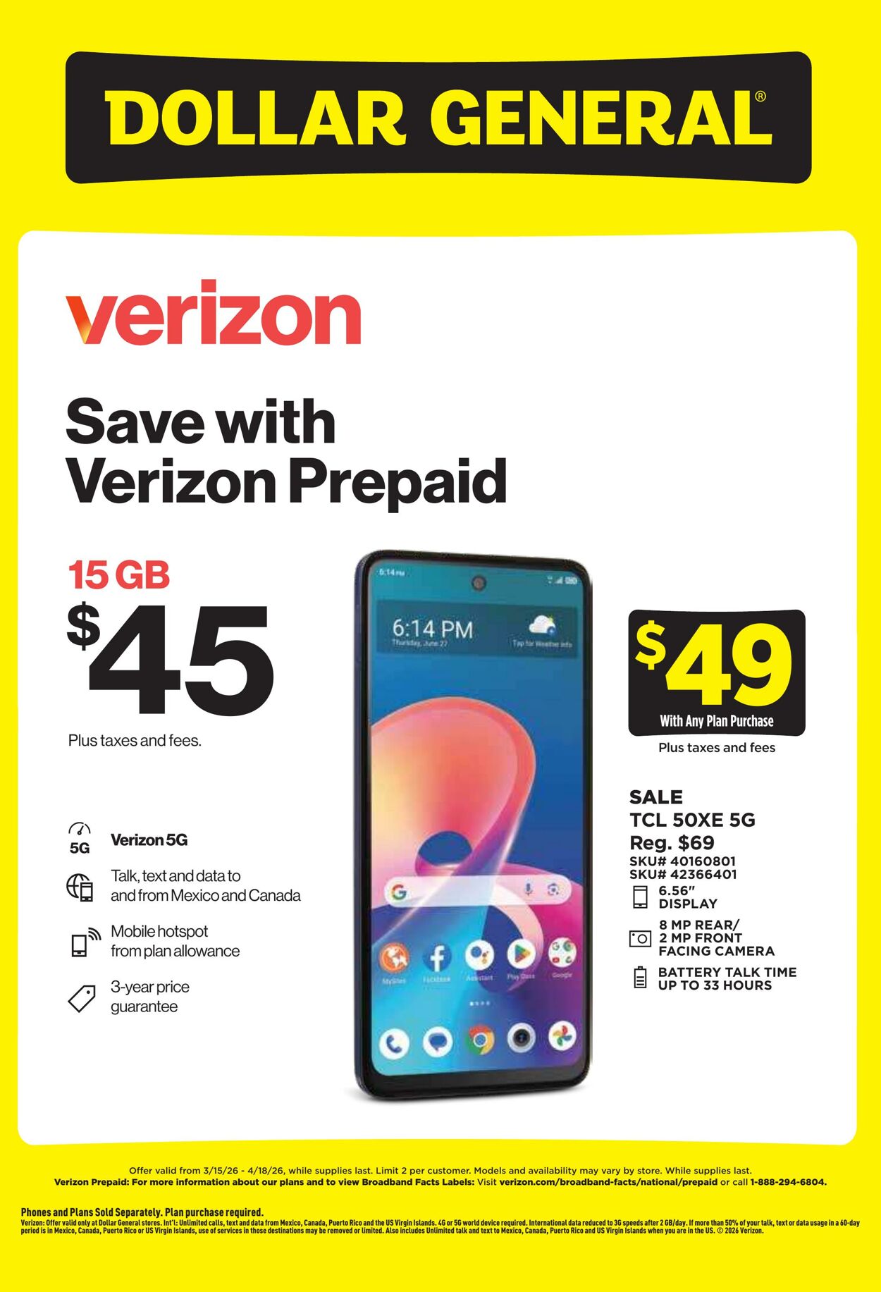 Weekly ad Dollar General 03/15/2026 - 04/18/2026