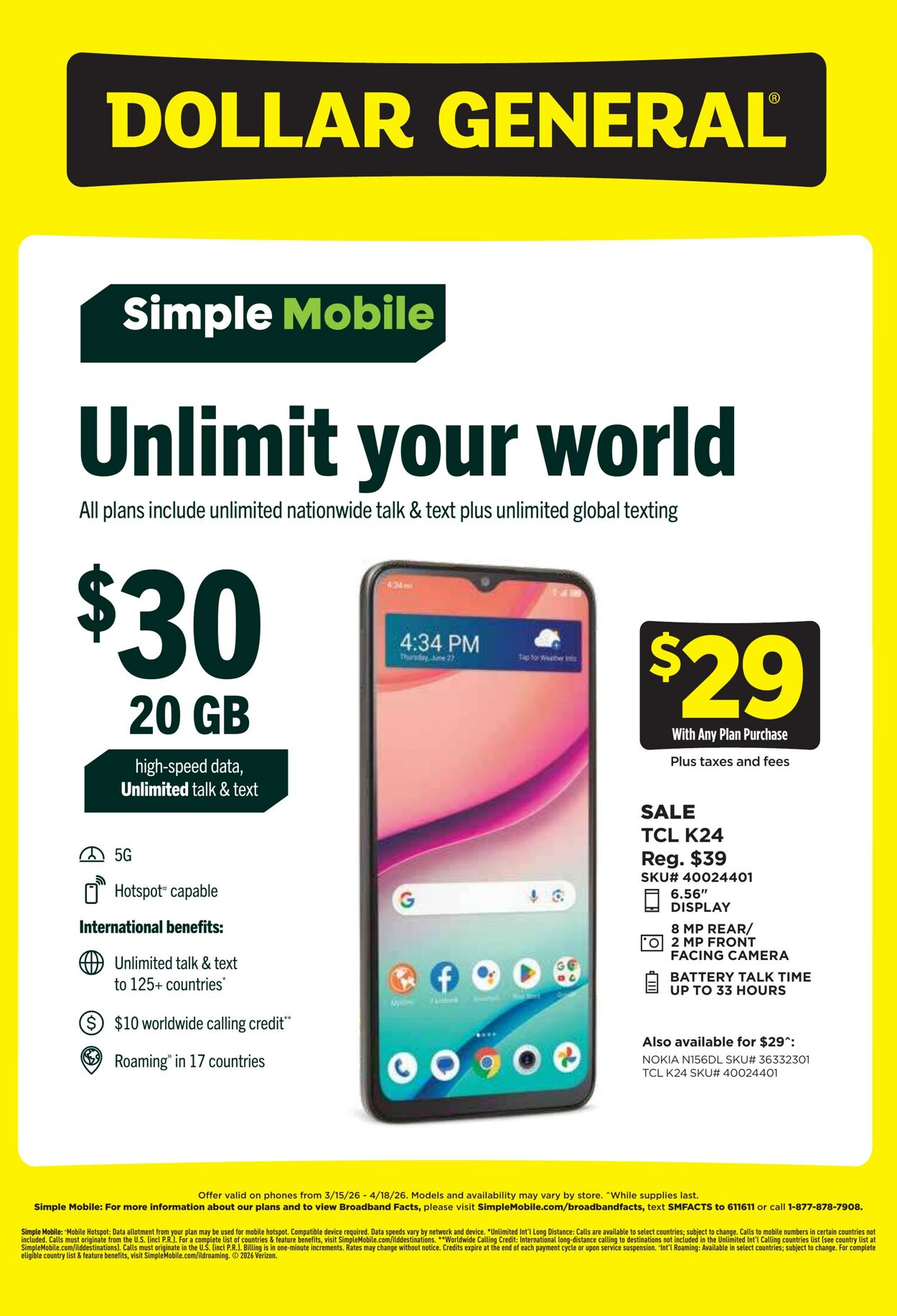 Weekly ad Dollar General 03/15/2026 - 04/18/2026