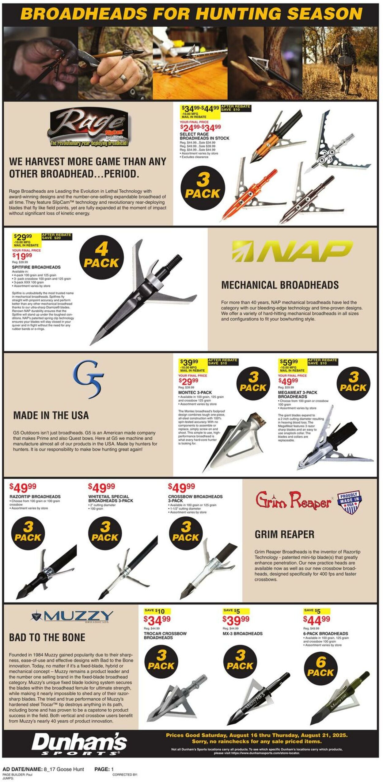 Weekly ad Dunham's 08/16/2025 - 08/21/2025