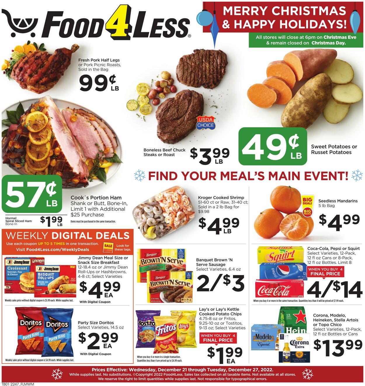 Weekly ad Food 4 Less 12/21/2022 - 12/27/2022