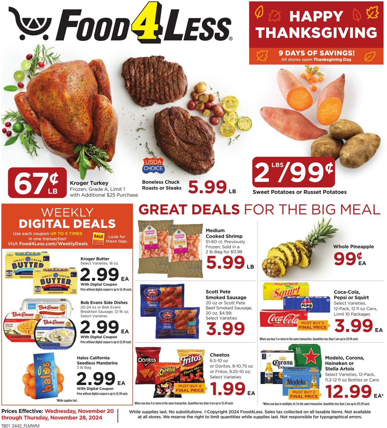 Weekly ad Food 4 Less 11/20/2024 - 11/28/2024