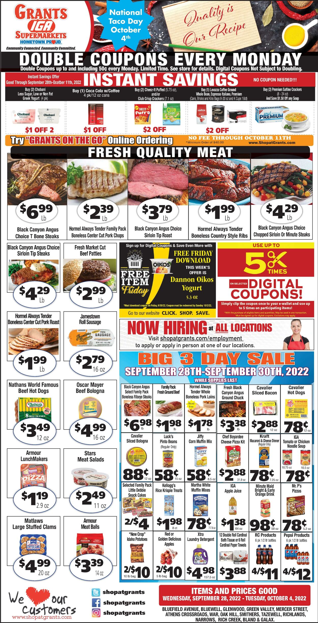 Weekly ad Grant's Supermarkets 09/28/2022 - 10/04/2022
