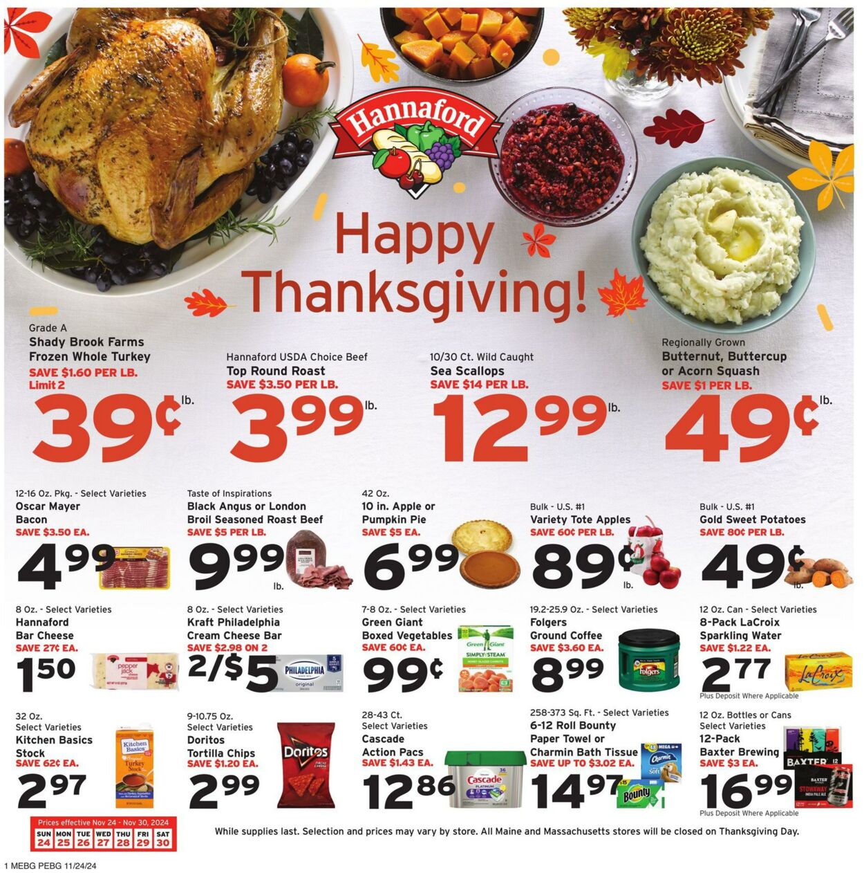 Weekly ad Hannaford 11/24/2024 - 11/30/2024