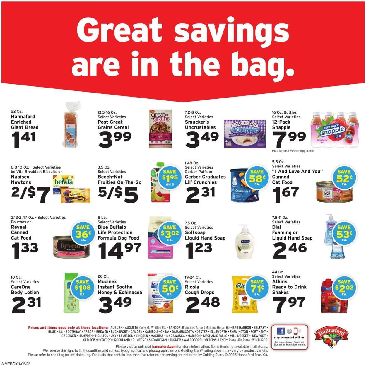 Weekly ad Hannaford 01/05/2025 - 01/11/2025