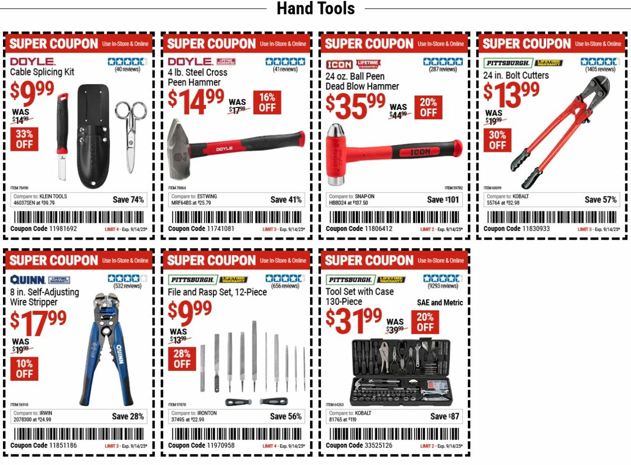 Weekly ad Harbor Freight 09/08/2025 - 09/17/2025