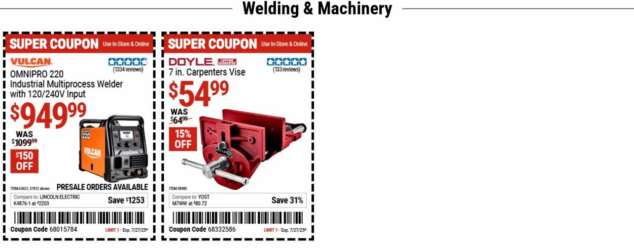 Weekly ad Harbor Freight 07/21/2025 - 07/30/2025