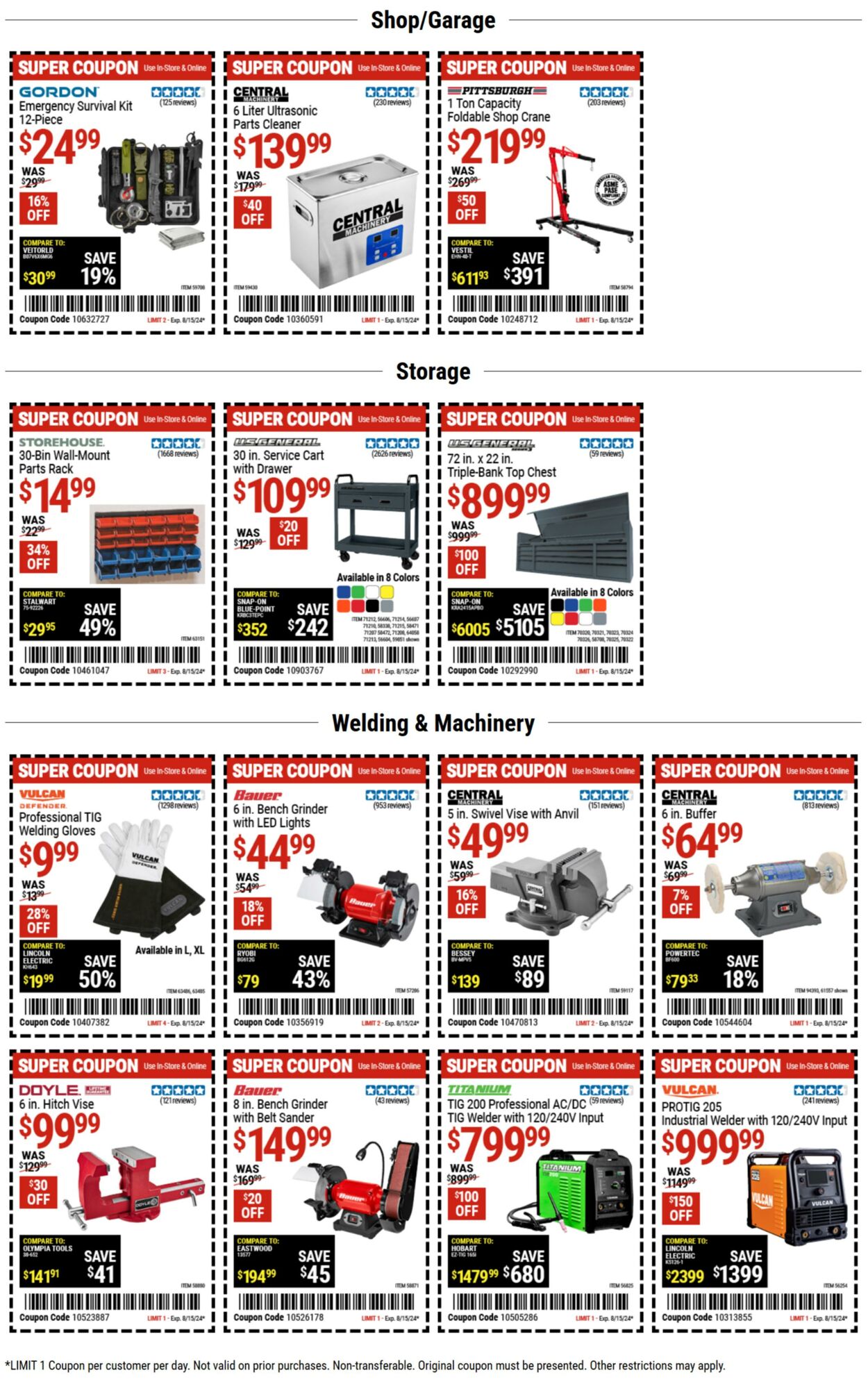 Weekly ad Harbor Freight 08/12/2024 - 08/15/2024