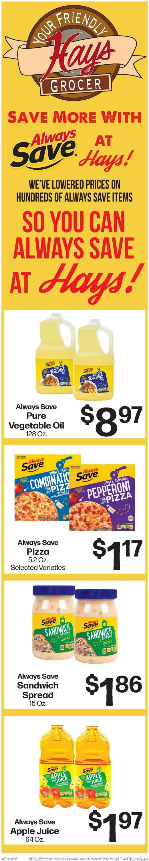 Weekly ad Hays Supermarkets 10/16/2024 - 10/22/2024