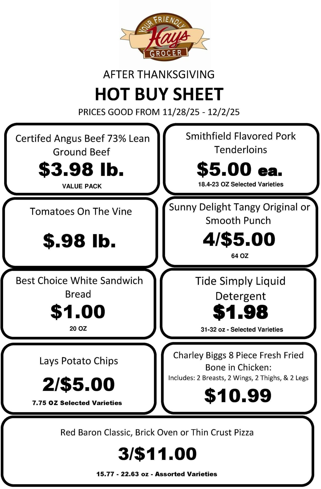 Weekly ad Hays Supermarkets 11/28/2025 - 12/02/2025