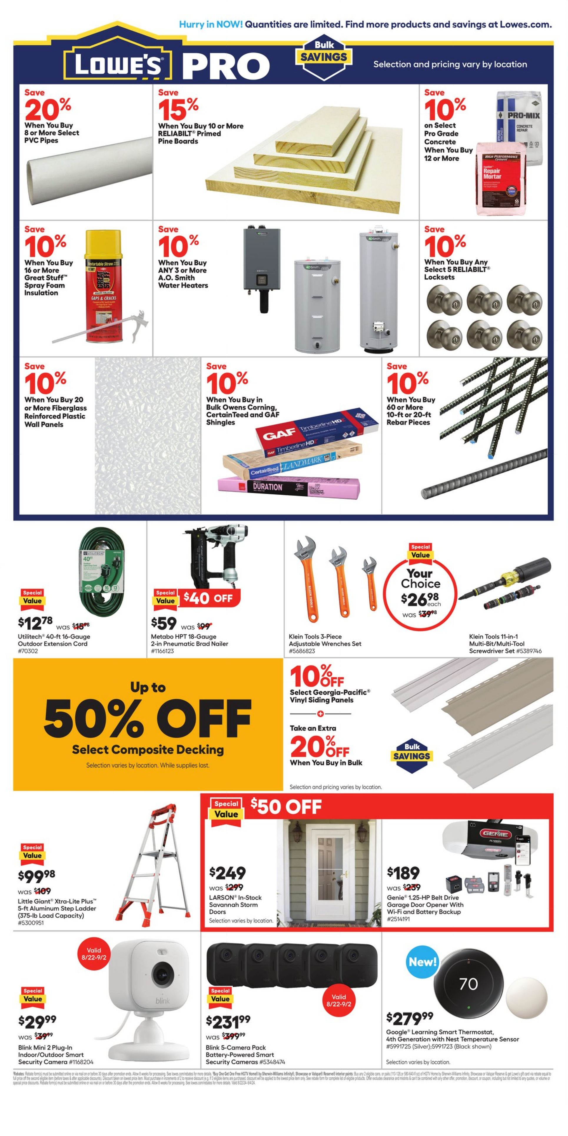 Weekly ad Lowe's 08/22/2024 - 09/04/2024