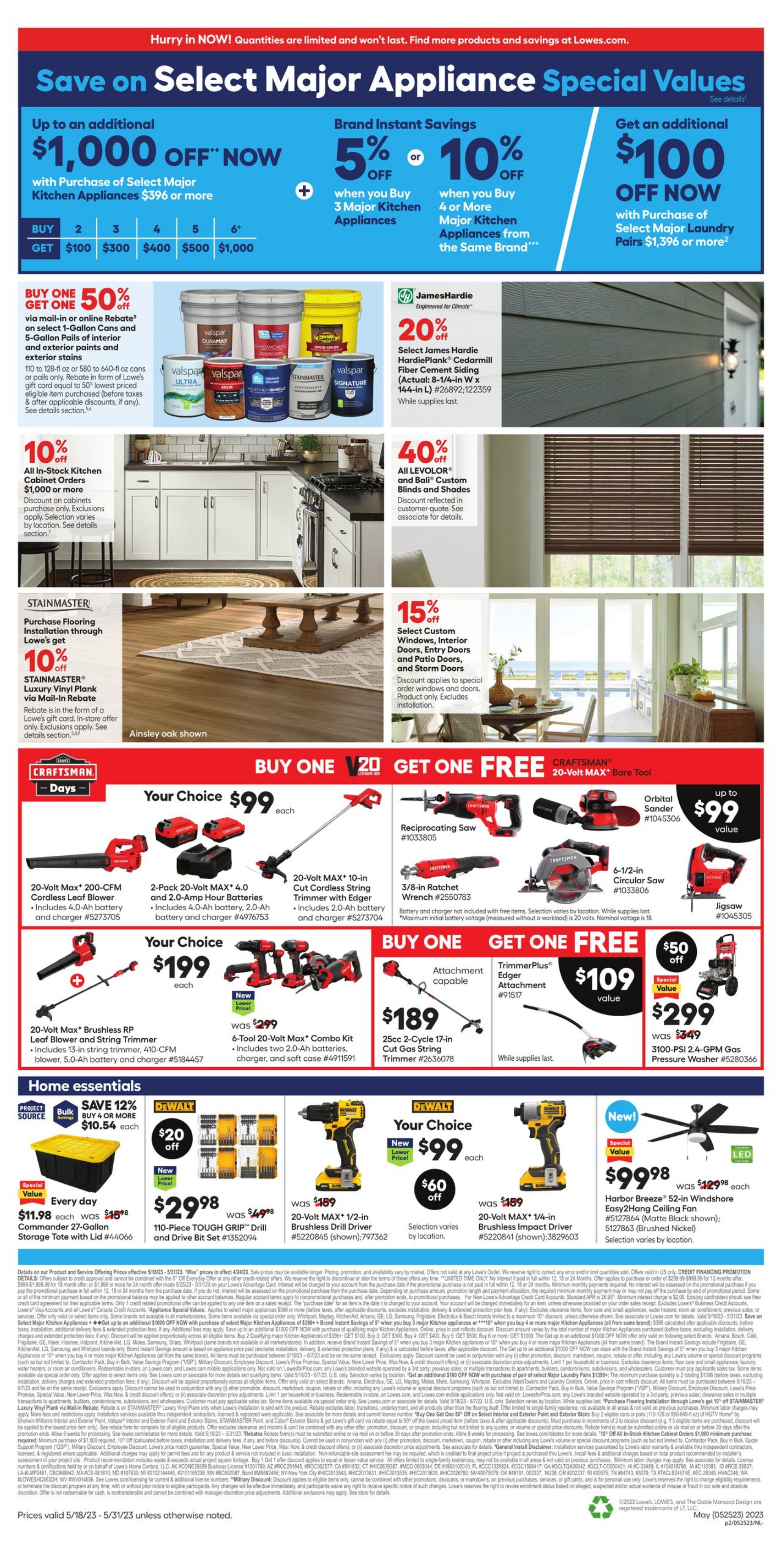 Lowe's Promotional Ad Memorial Day 2023 Valid from 05/18 to 05/31