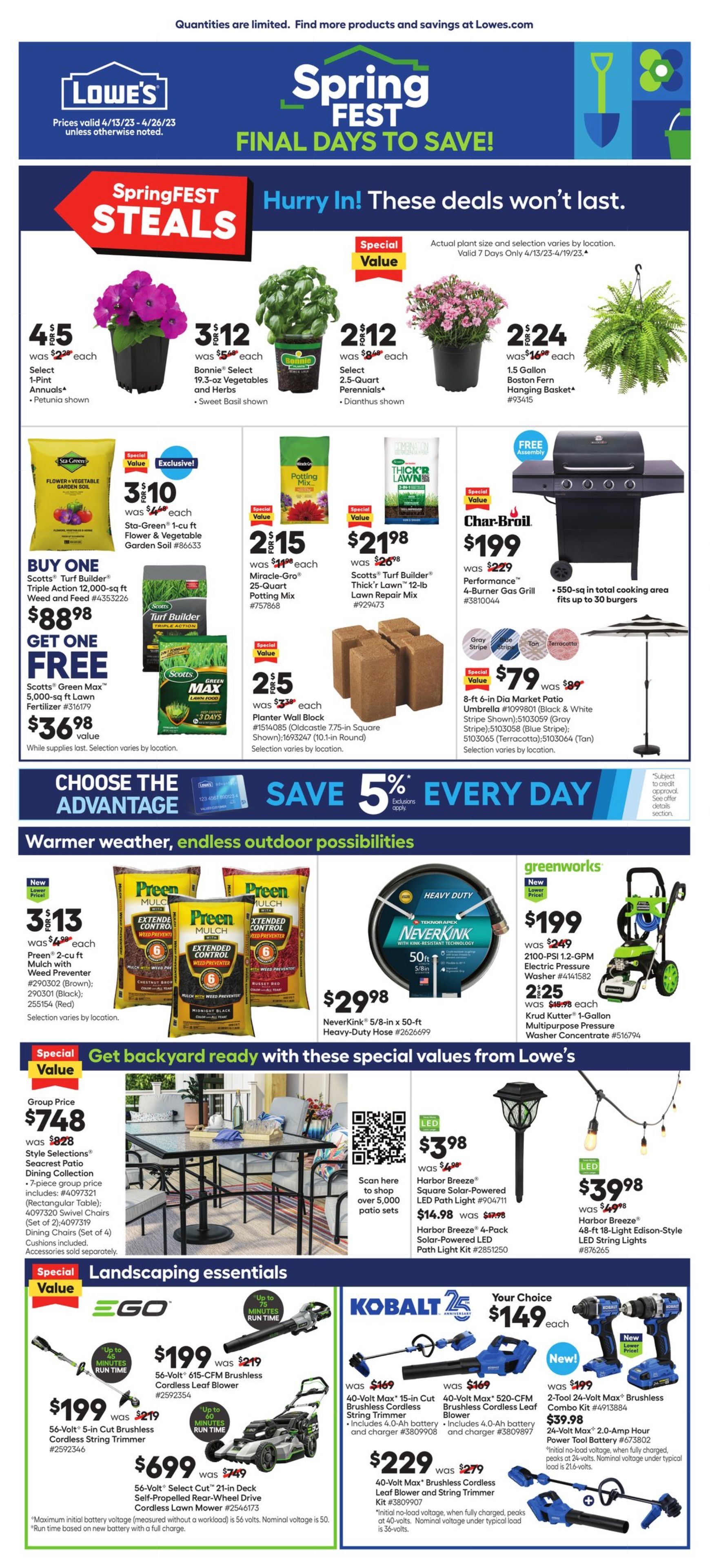 Weekly ad Lowe's 04/13/2023 - 04/26/2023