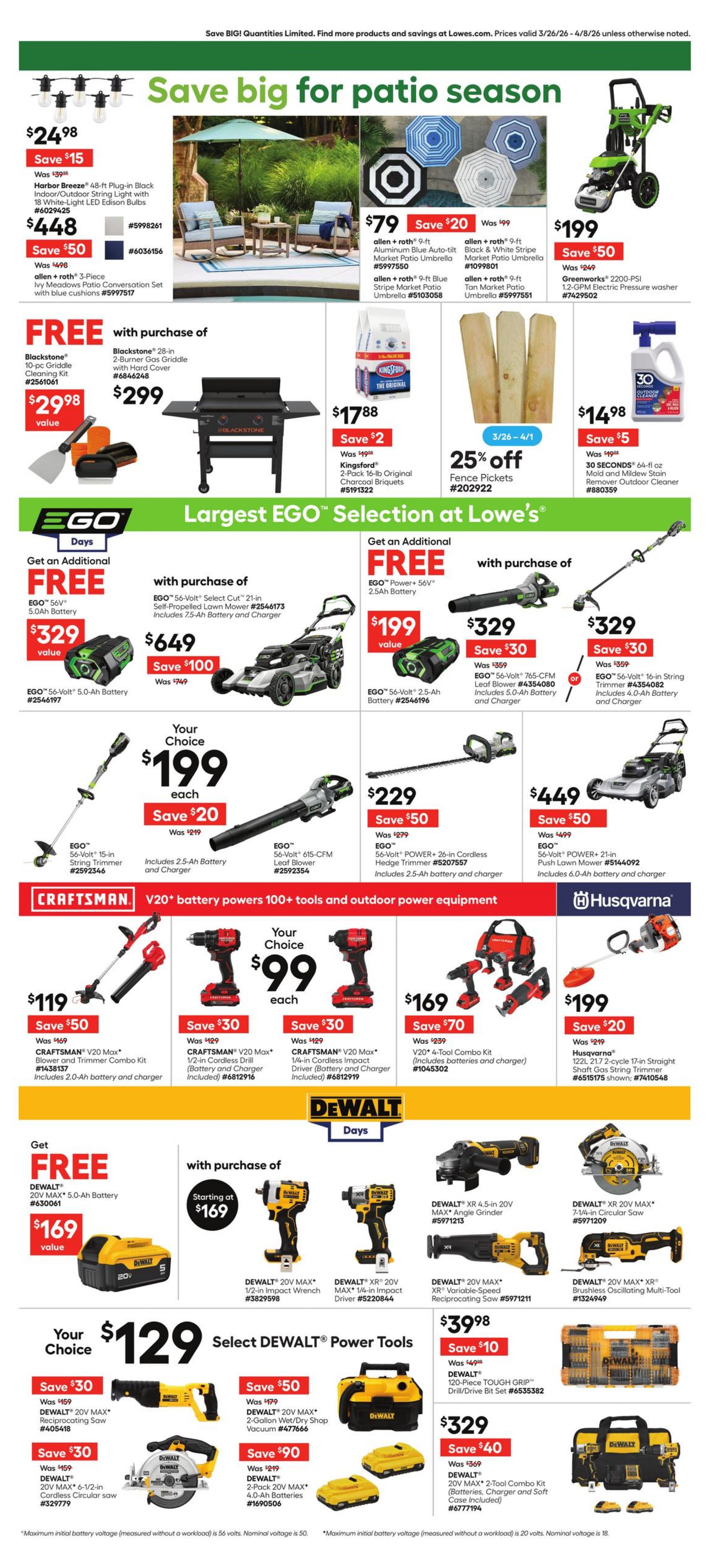 Weekly ad Lowe's 03/26/2026 - 04/08/2026