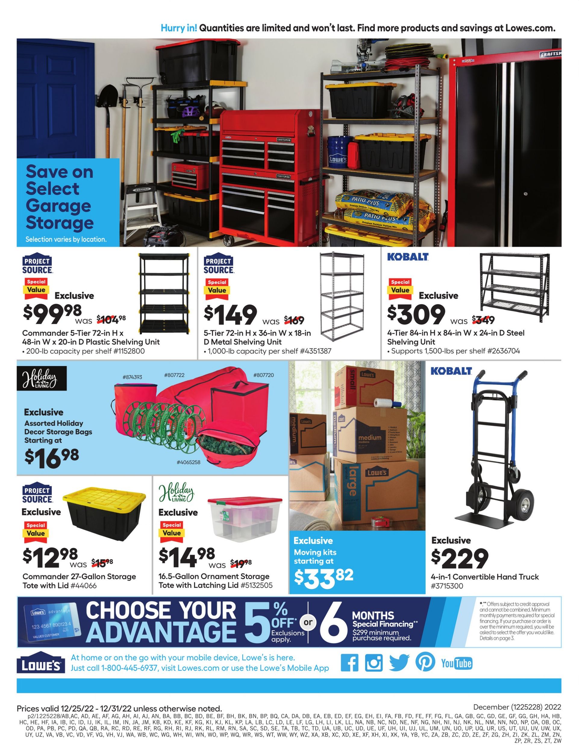 Weekly ad Lowe's 12/25/2022 - 12/31/2022