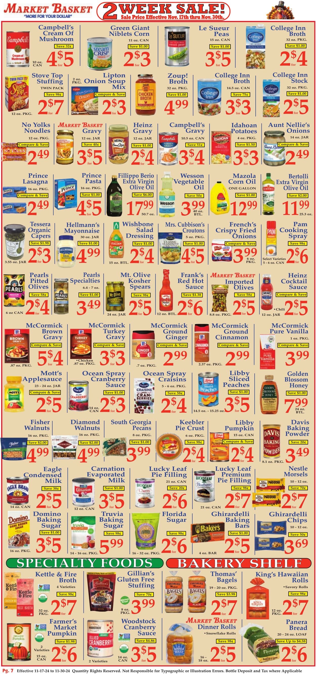 Weekly ad Market Basket 11/17/2024 - 11/30/2024