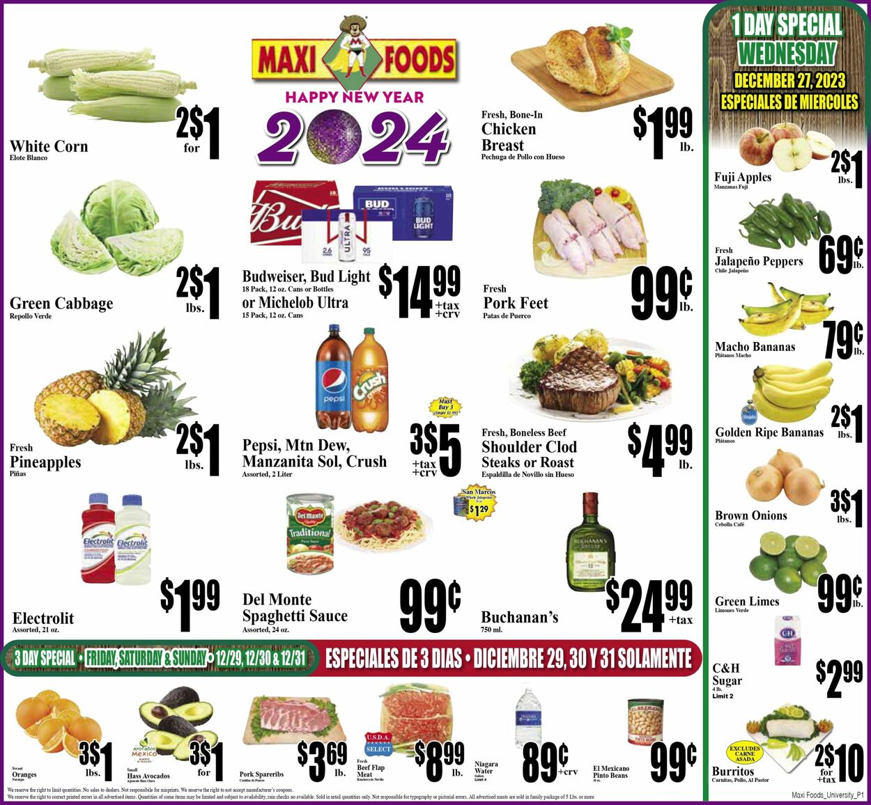 Weekly ad Maxi Foods 12/27/2023 - 01/02/2024