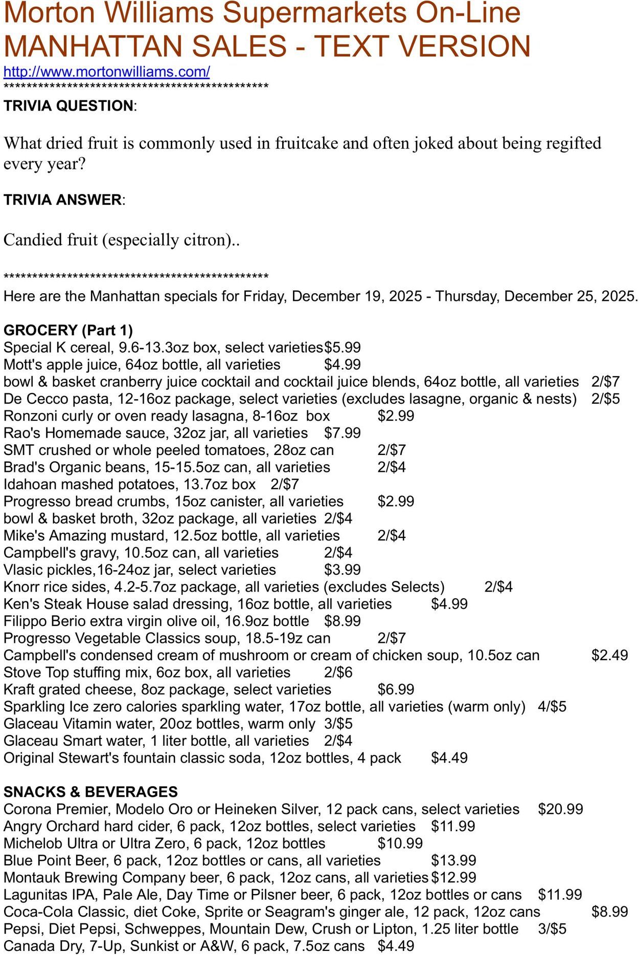 Weekly ad Morton Williams 12/19/2025 - 12/25/2025