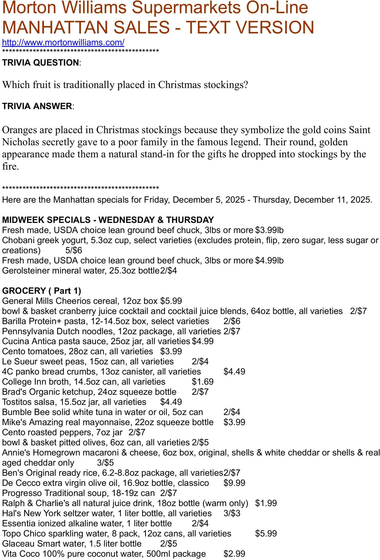 Weekly ad Morton Williams 12/05/2025 - 12/11/2025