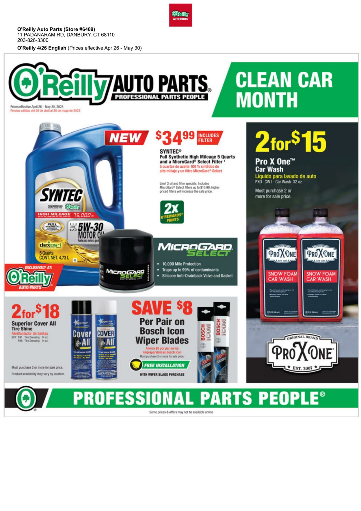 O’Reilly Auto Parts Promotional weekly ads