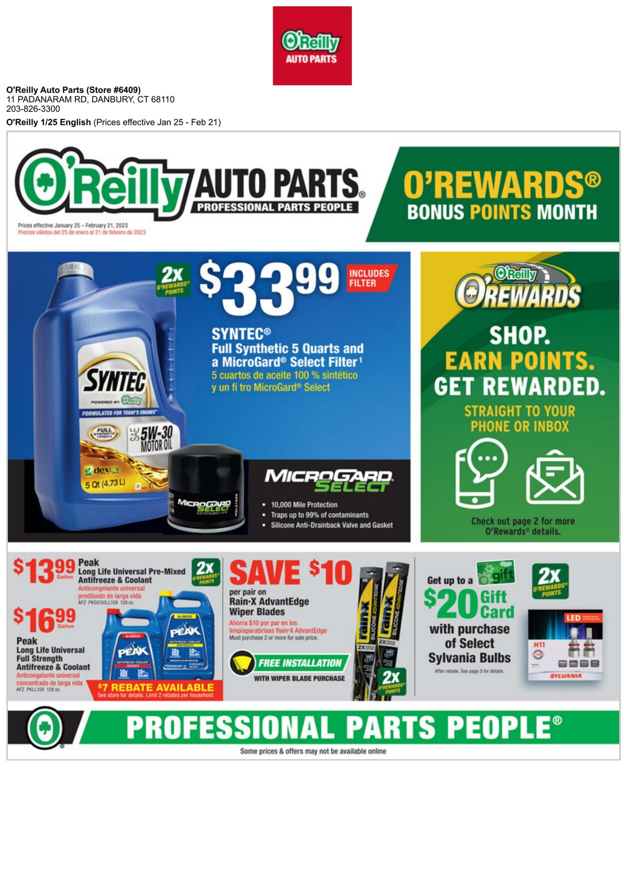 Weekly ad O’Reilly Auto Parts 01/25/2023 - 02/21/2023