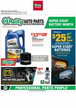 Weekly ad O’Reilly Auto Parts 09/28/2022-10/25/2022