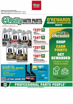 Weekly ad O’Reilly Auto Parts 08/31/2022-09/27/2022