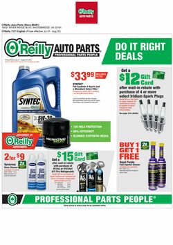 Weekly ad O’Reilly Auto Parts 07/27/2022-08/30/2022