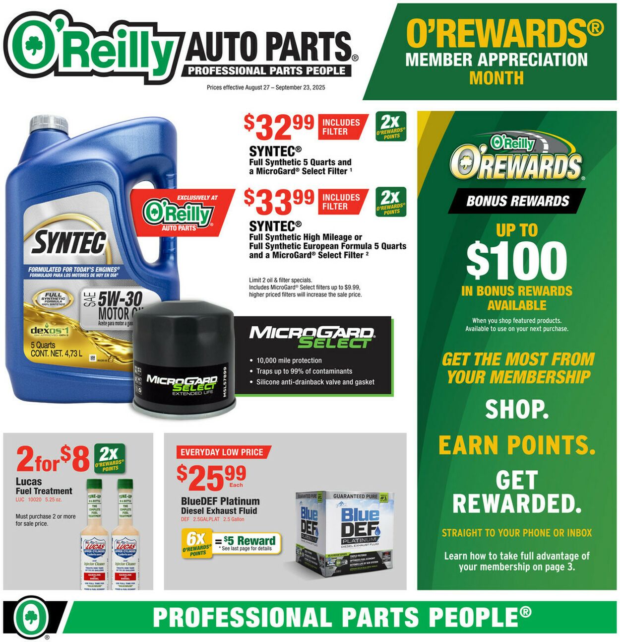 Weekly ad O’Reilly Auto Parts 08/27/2025 - 09/23/2025