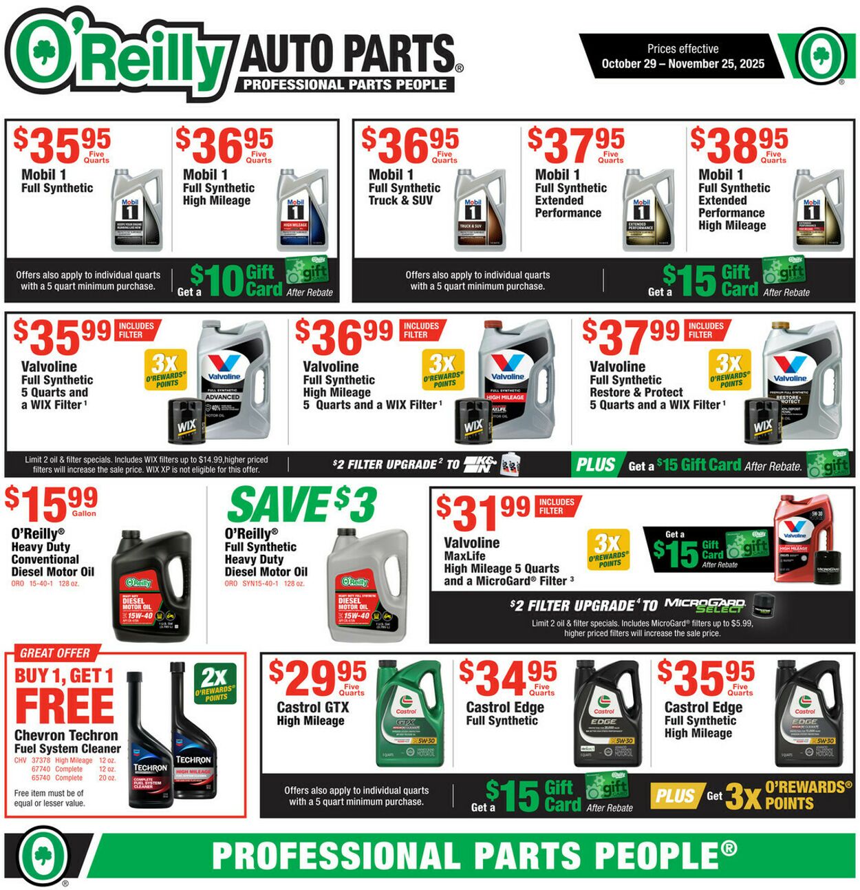 Weekly ad O’Reilly Auto Parts 10/29/2025 - 11/25/2025