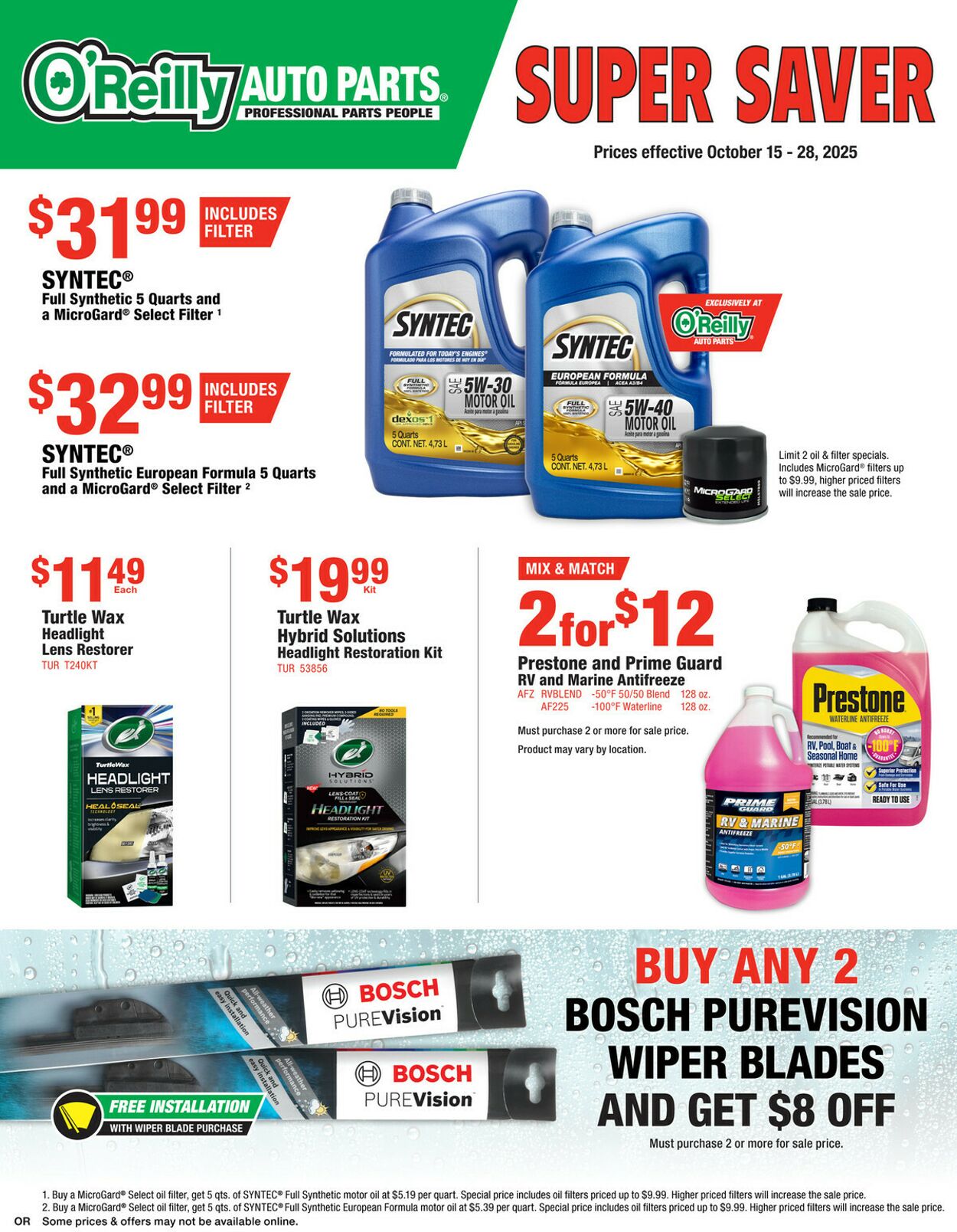 Weekly ad O’Reilly Auto Parts 10/15/2025 - 10/28/2025
