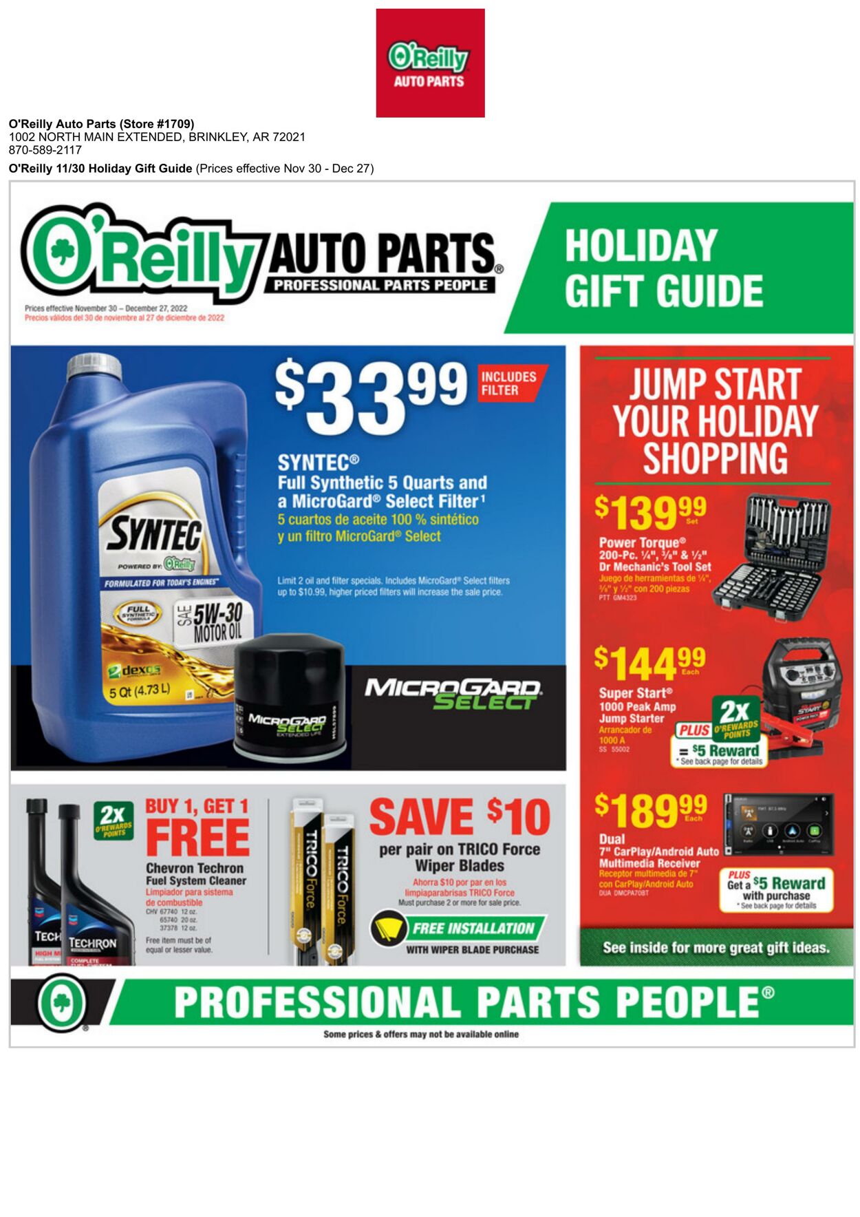 Weekly ad O’Reilly Auto Parts 11/30/2022-12/27/2022