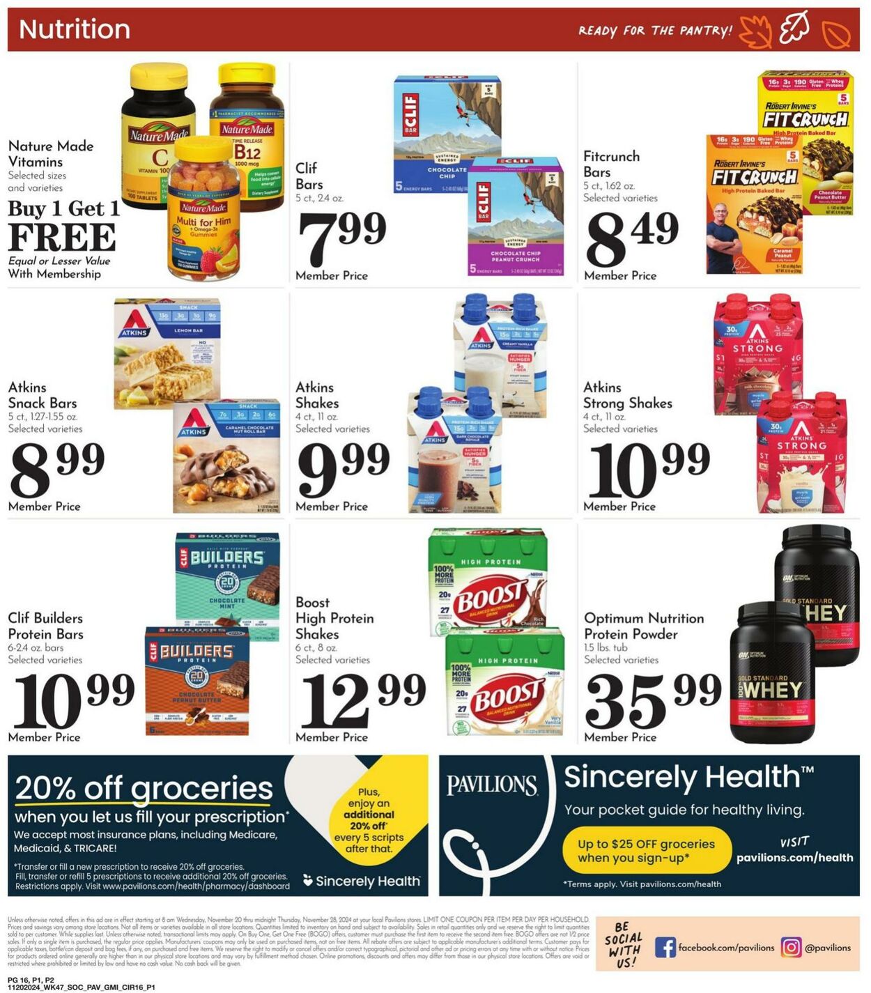 Weekly ad Pavilions 11/20/2024 - 11/28/2024