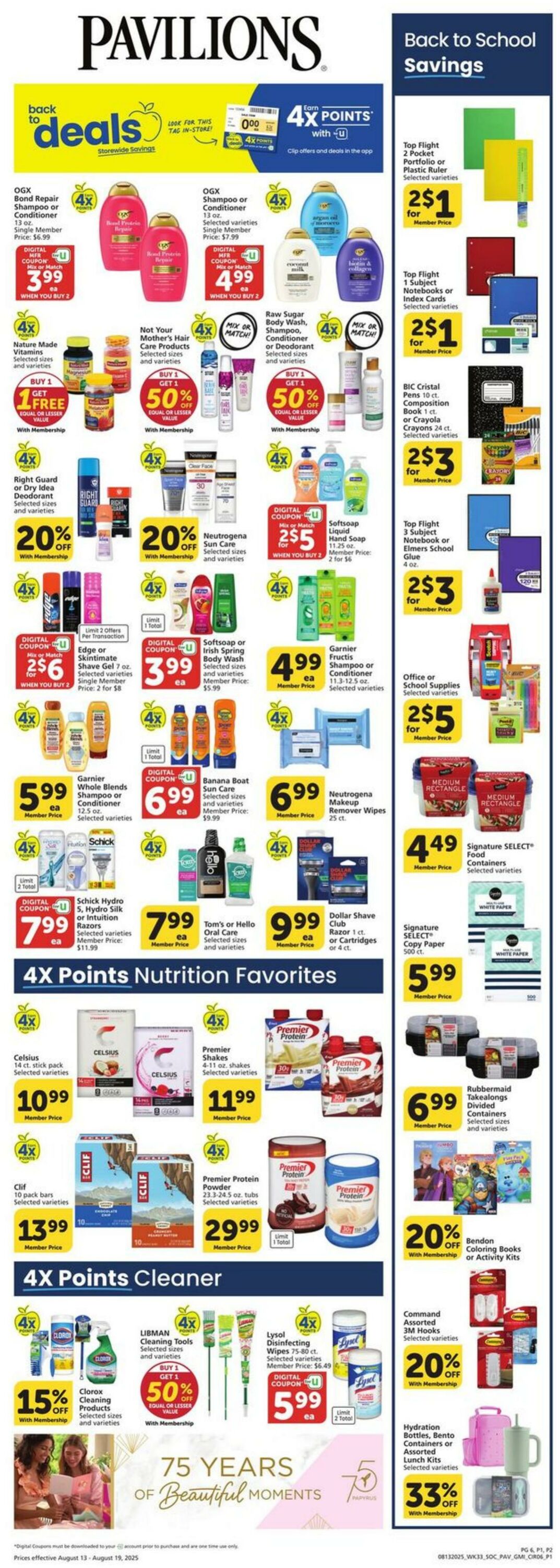 Weekly ad Pavilions 08/13/2025 - 08/19/2025